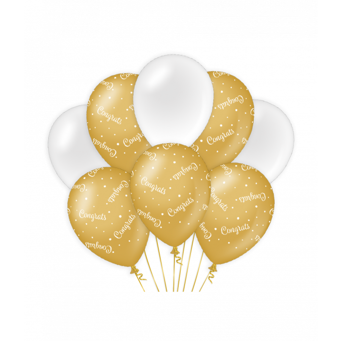 Gold and white balloons deals
