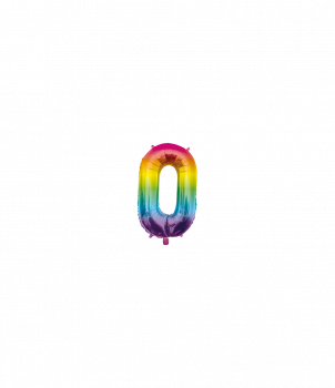 Foil Balloon 40 cm- no 0 Rainbow