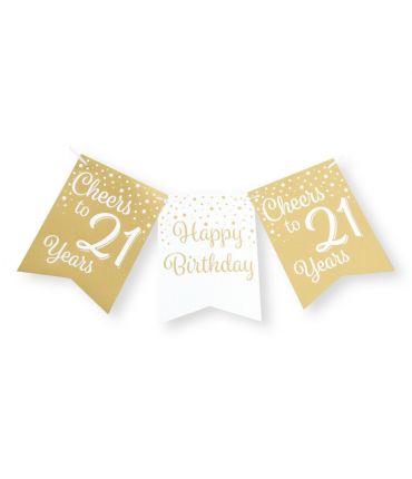 Party flag banner gold/white - 21