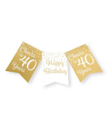 Party flag banner gold/white - 40