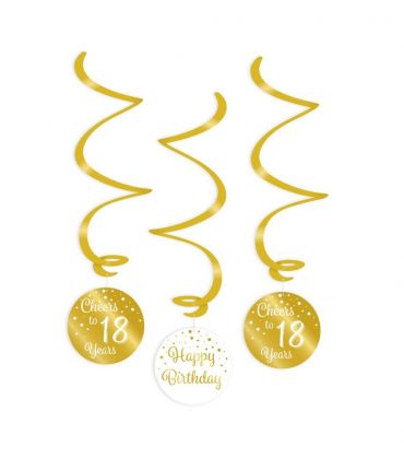 Swirl decorations gold/white - 18