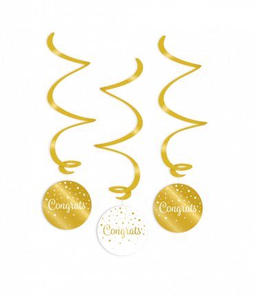Swirl decorations gold/white - Congrats