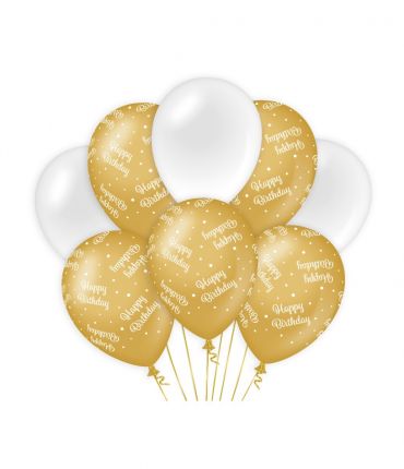 Decoration balloons Gold/white - Happy birthday