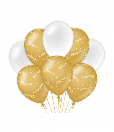 Decoration balloons gold/white - Congrats