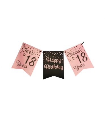 Party flag banner rose/black - 18