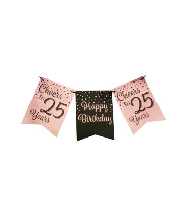 Party flag banner rose/black - 25