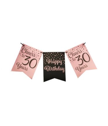 Party flag banner rose/black - 30