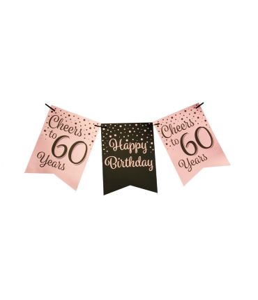 Party flag banner rose/black - 60