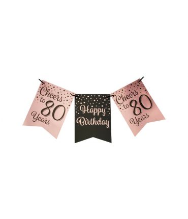 Party flag banner rose/black - 80