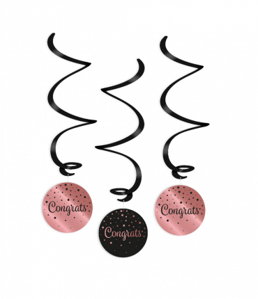 Swirl decorations rose/black - Congrats