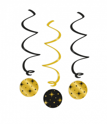 Swirl decorations goldblack - Stars