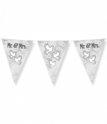 Party Flags foil - Mr. & Mrs.