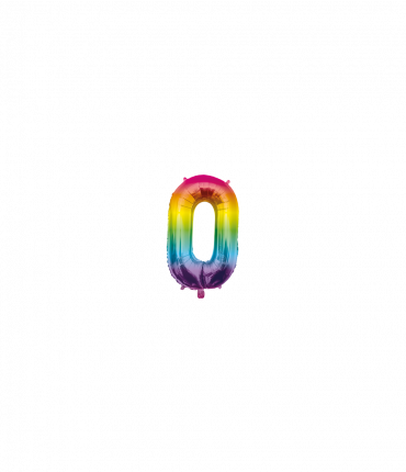 Foil Balloon 40 cm- no 0 Rainbow