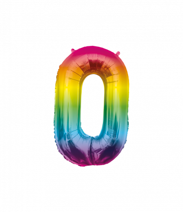 Foil Balloon 86 cm- no 0 Rainbow