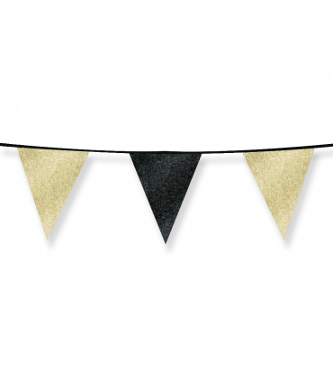 Glitter flags 16 x 20cm - Gold and black