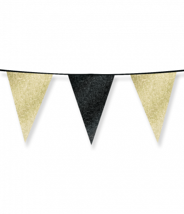 Glitter flags 20 x 30cm - Gold and black