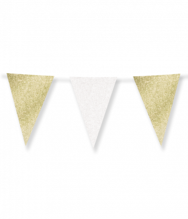 Glitter flags 20 x 30cm - Gold and white