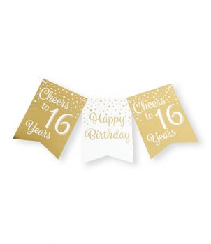 Party flag banner gold/white - 16