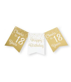 Party flag banner gold/white - 18