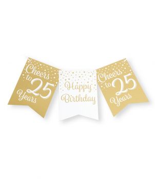 Party flag banner gold/white - 25