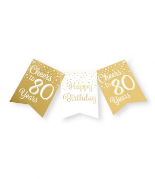 Party flag banner gold/white - 80