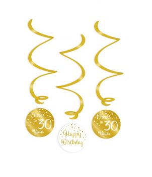 Swirl decorations gold/white - 30