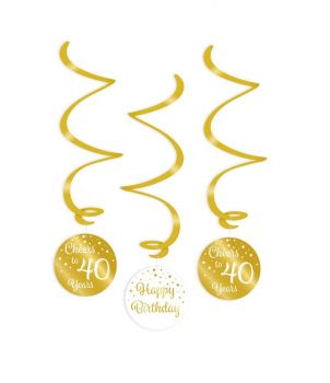 Swirl decorations gold/white - 40