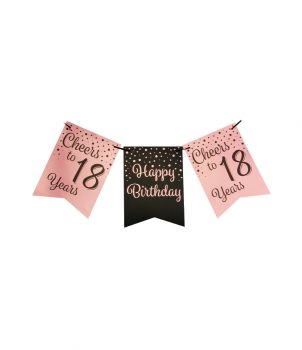 Party flag banner rose/black - 18