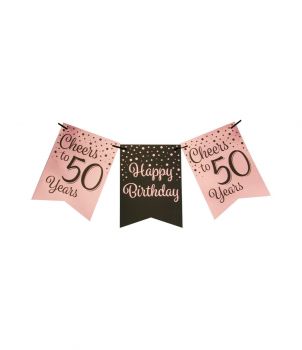 Party flag banner rose/black - 50