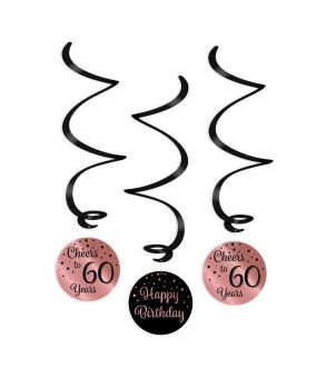 Swirl decorations rose/black - 60