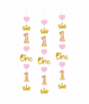 Hanging decoration - First birthday girl (3pcs)