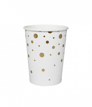 Party table ware - cups gold/white