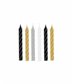 Cake candles - Mix gold-silver-white & black