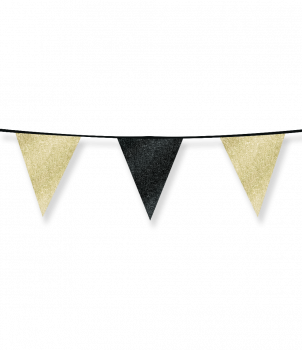 Glitter flags 16 x 20cm - Gold and black
