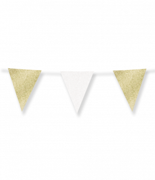 Glitter flags 16 x 20cm - Gold and white
