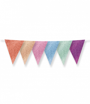 Glitter flags 16 x 20cm - Pastel multi colour