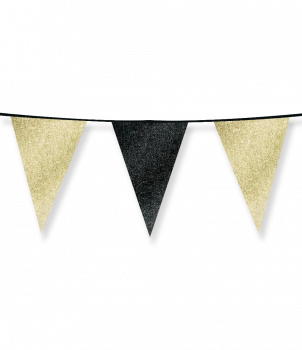Glitter flags 20 x 30cm - Gold and black