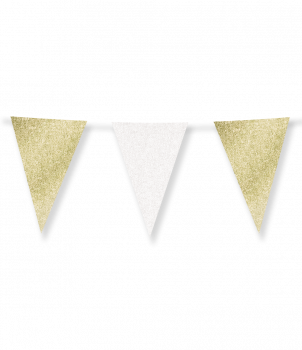 Glitter flags 20 x 30cm - Gold and white