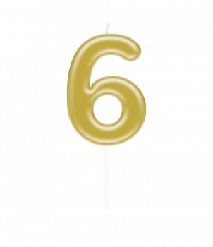 Number candle gold - 6