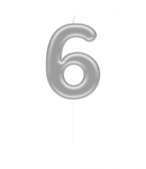 Number candle silver - 6